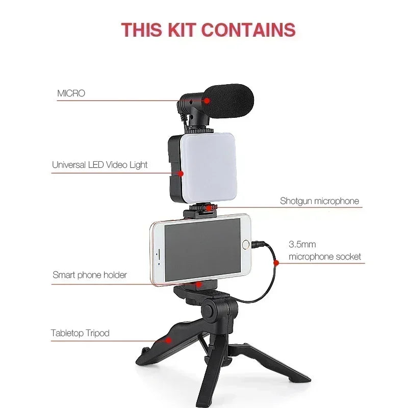 KIT TRÍPODE CON MICRÓFONO